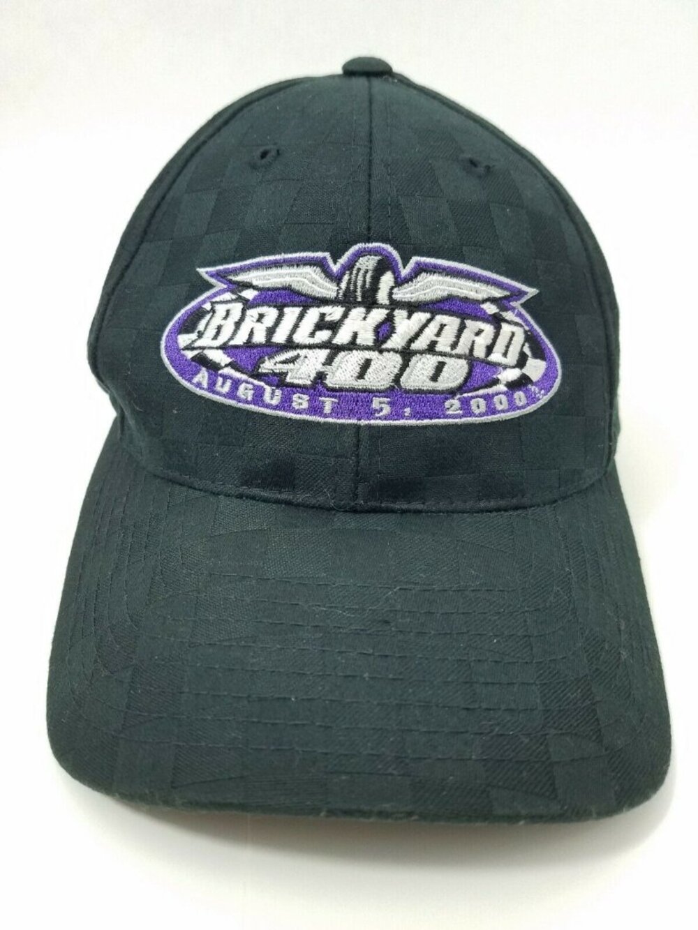 2000 Brickyard 400 NASCAR Ball Cap Hat Black Checkered Trucker Vintage Baseball